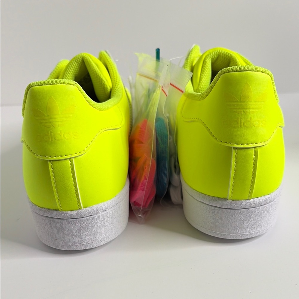 Adidas NEW Neon Yellow Low-Top Superstar Sneakers FY2744 - Picture 4 of 8